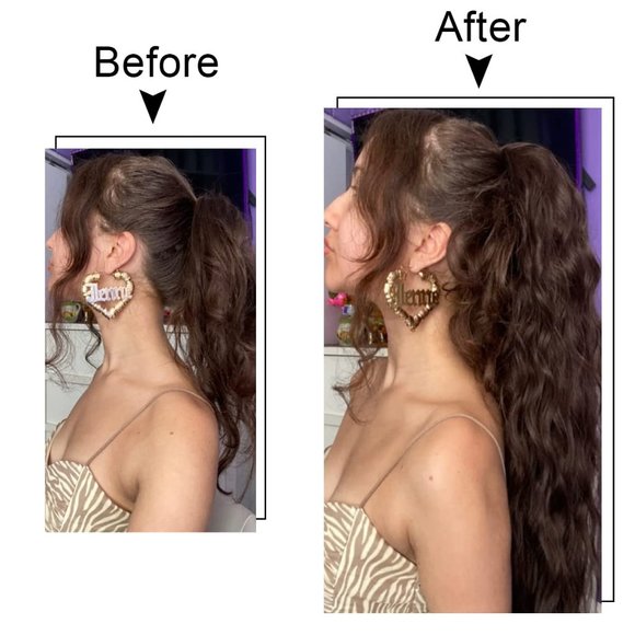 26 Inch Gx Beauty Long Black Curly Drawstring Ponytail - Picture 4 of 5